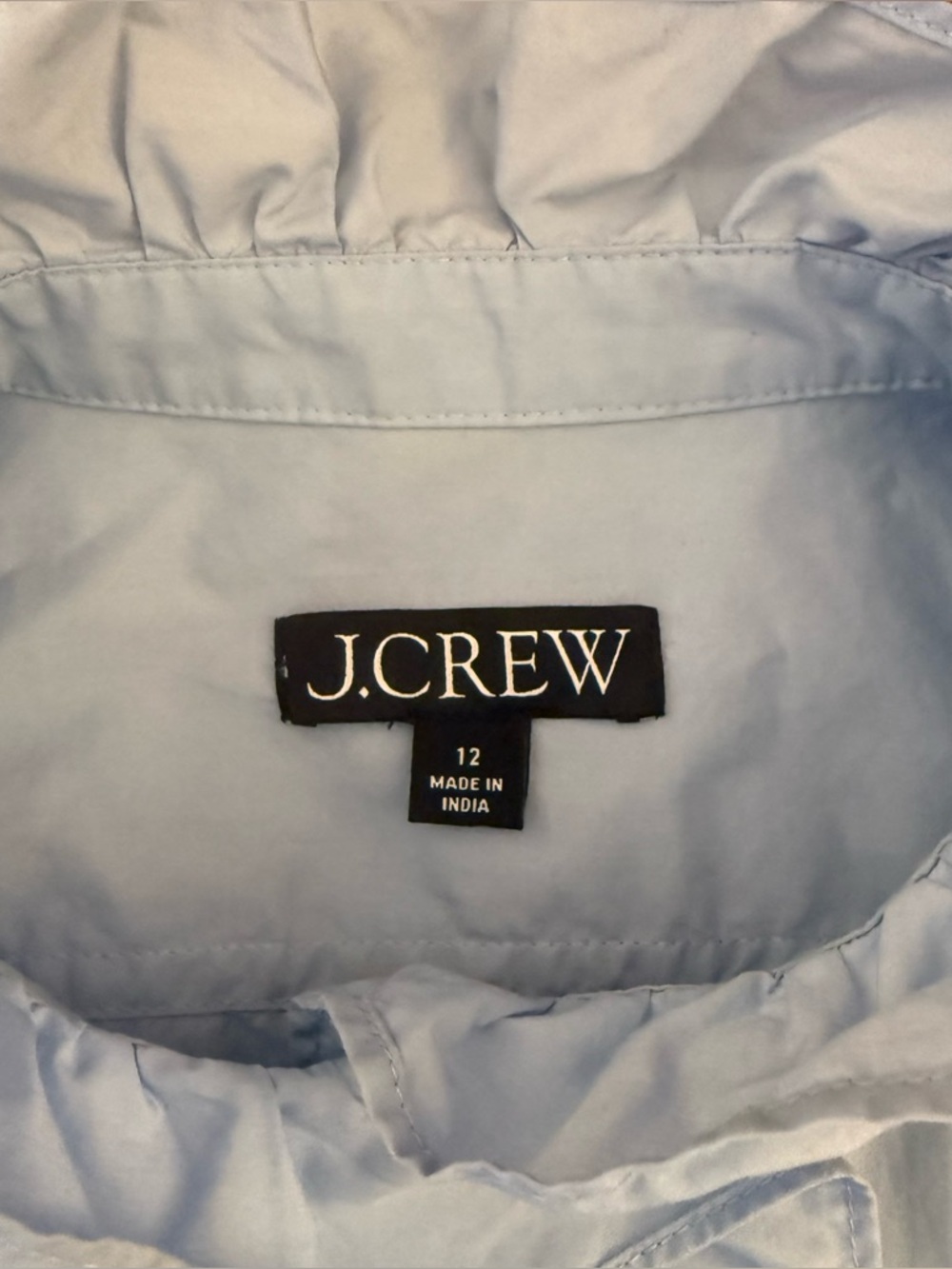 J.Crew Ruffle Neck Button Down Blouse Bundle | Sz 12 | Cotton | Blue + White - Picture 2 of 8